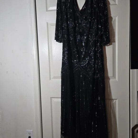 Roaman's Black Sequin Long Sleeve Dress - Picture 4 of 4